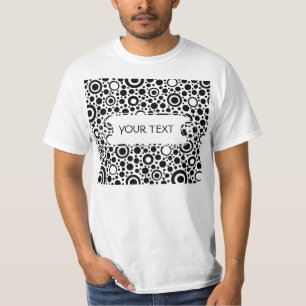 T-shirt Black Dots & Circle Pattern + your text & backgr.