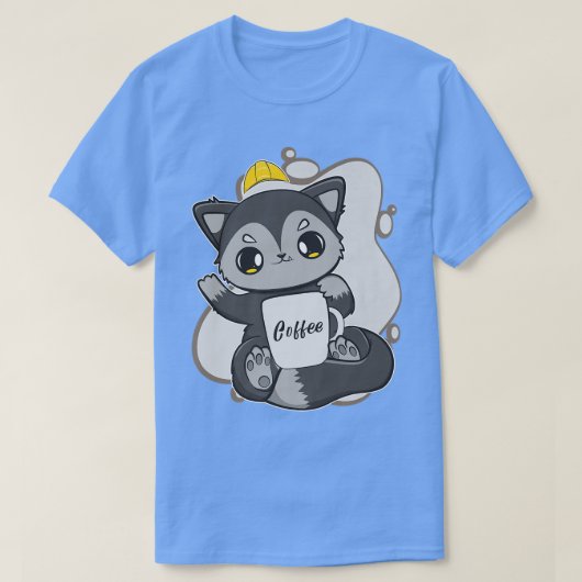T-shirt Black Fox For Coffee Lover And Construction Worker (Design devant)