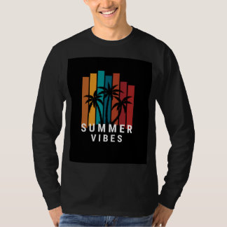 T-shirt black full sleeve T shirt with summer vibes design