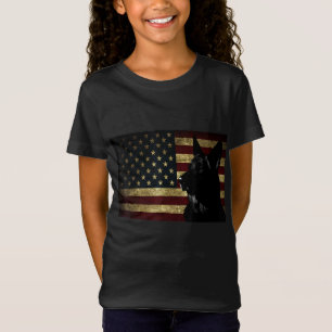 T-Shirt Black German Shepherd drapeau américain 4 juillet