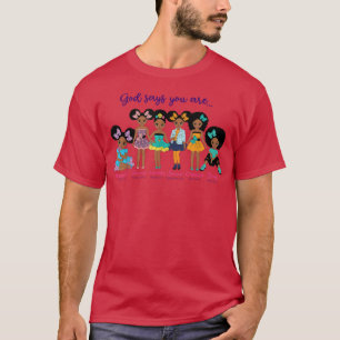 T-shirt Black Girl Puff Afro Afro Afro-Américain Enfants D