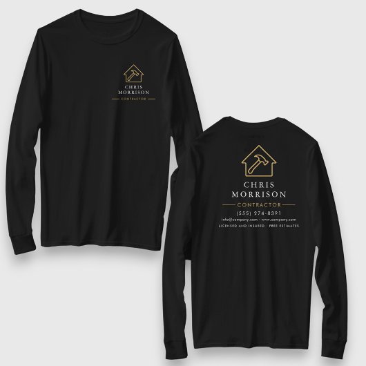 T-shirt Black Gold Contractor Home Repair Work