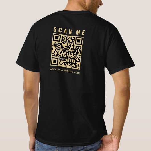 T-shirt Black Gold Scan Me QR Code Mens Double face Print (Dos)