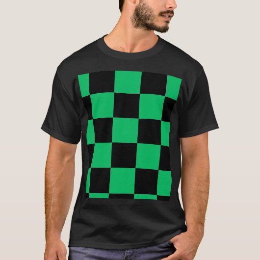 T-shirt Black & Green Anime Style Pattern Tee (Devant)