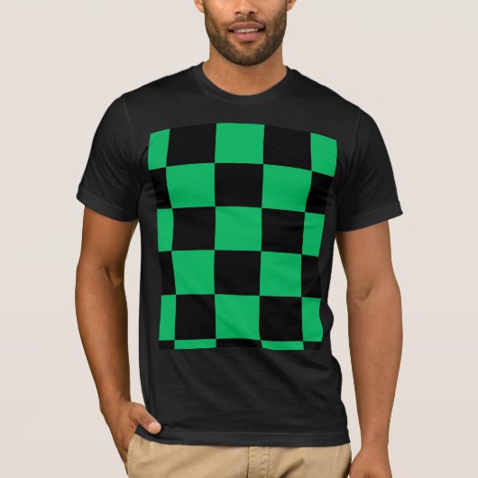 T-shirt Black & Green Anime Style Pattern Tee (Devant)