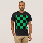 T-shirt Black & Green Anime Style Pattern Tee (Devant entier)