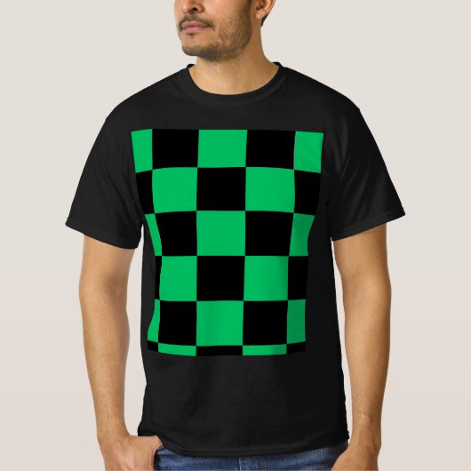 T-shirt Black & Green Anime Style Pattern Tee (Devant)