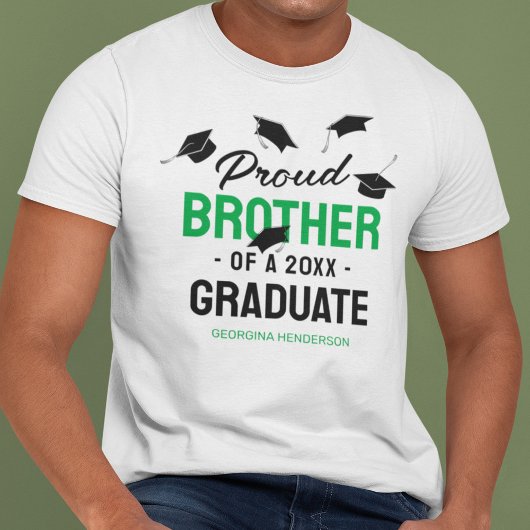 T-shirt Black Green Fiers Brother 2025 Diplômé