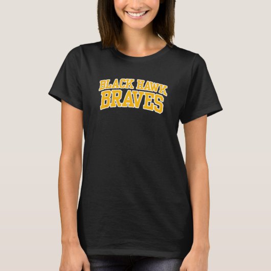 T-shirt Black Hawk College Quad Cities Braves 01 (Devant)