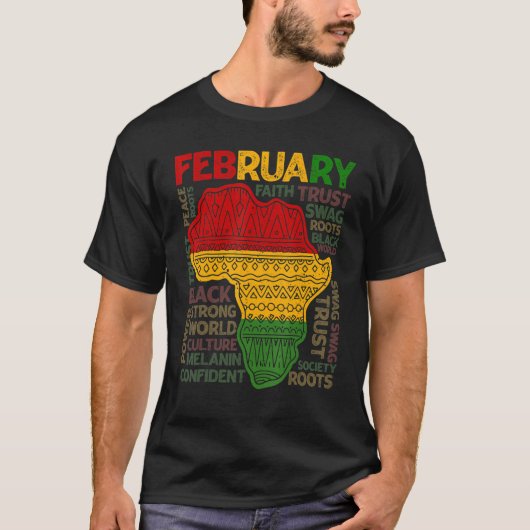 T-shirt Black History Month African Map Kente Cloth Mens W (Devant)