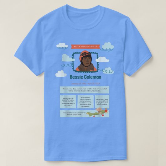 T-shirt Black History Month Bessie Coleman Pilot  (Design devant)