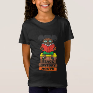 T-Shirt Black History Moth Girl Reading Book African Prid