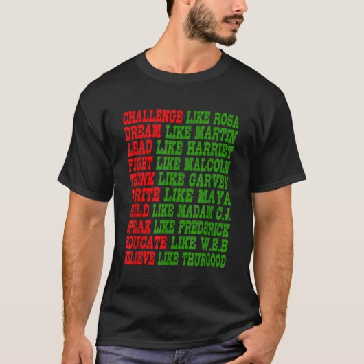 T-shirt Black History Moth Pride Black Power Leaders (Devant)