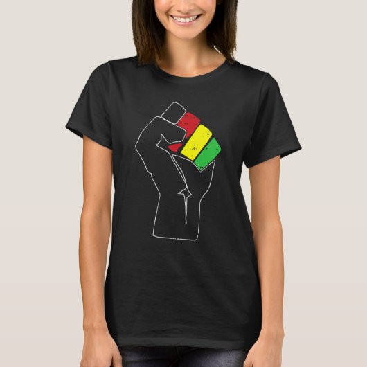 T-shirt Black History Power Fist Africa Flag African Ameri (Devant)