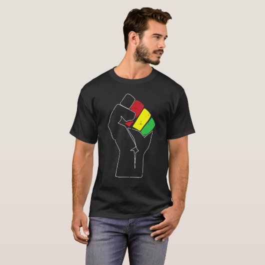T-shirt Black History Power Fist Africa Flag African Ameri (Devant entier)