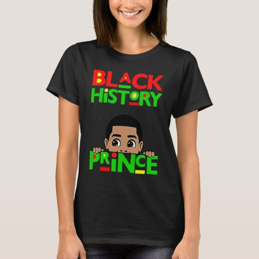 T-shirt Black History Prince Melanin Boy Son Bruh Brown Sk (Devant)