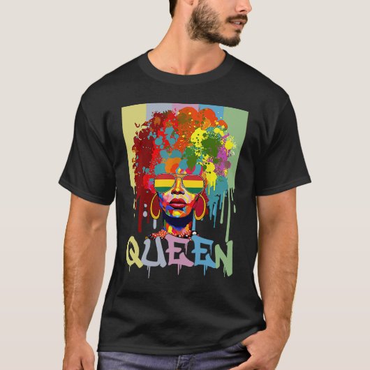 T-shirt Black History Queen BHM Melanin Skin Pride Afro Gi (Devant)
