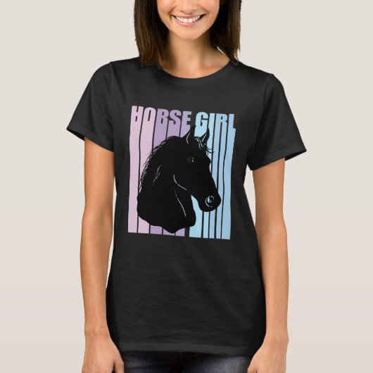 T-shirt Black Horse Head Silhouette Riding Lover Funny Hor (Devant)