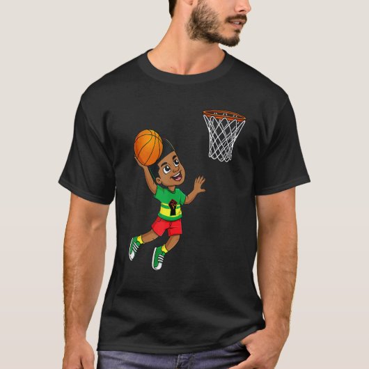 T-shirt Black King Dunking Basketball Brown Skin Boys Ki (Devant)