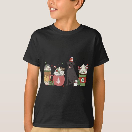 T-shirt Black Lab Café Latte hiver Noël Chien Maman Ho (Devant)