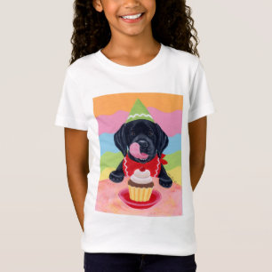 T-Shirt Black Lab Chiot Anniversaire Cupcake Peinture