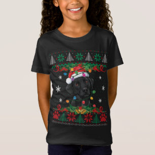 T-Shirt Black Lab Christmas Père Noël Amoureux des chiens