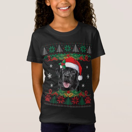 T-Shirt Black Lab Christmas Père Noël Amoureux des chiens (Devant)