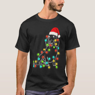 T-shirt Black Lab Christmas Tree Light Pajama Chien Xmas