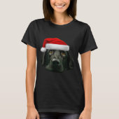 T-shirt Black Lab Cute Santa Hat Image Drôle Noël (Devant)