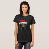 T-shirt Black Lab Cute Santa Hat Image Drôle Noël (Devant entier)