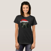 T-shirt Black Lab Cute Santa Hat Image Noël (Devant entier)