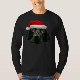 T-shirt Black Lab Cute Santa Hat Image Noël