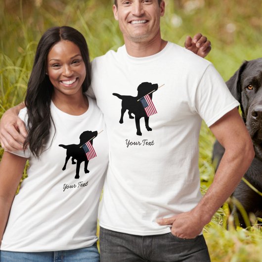 T-shirt Black Lab Dog avec USA American Flag, 4 juillet