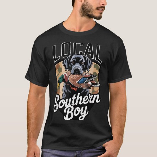 T-shirt Black Lab Dog Local Southern Boy Camo Duck Hunting (Devant)