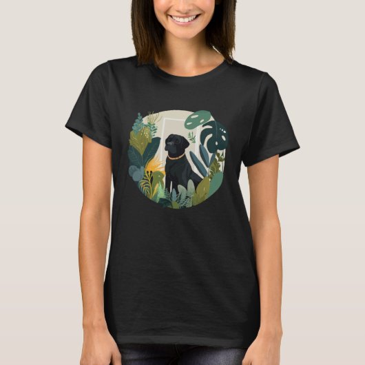 T-shirt Black Lab Dog Mom and Plant (Devant)