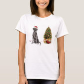 T-shirt Black Lab Funny Chien de Noël et arbre (Devant)