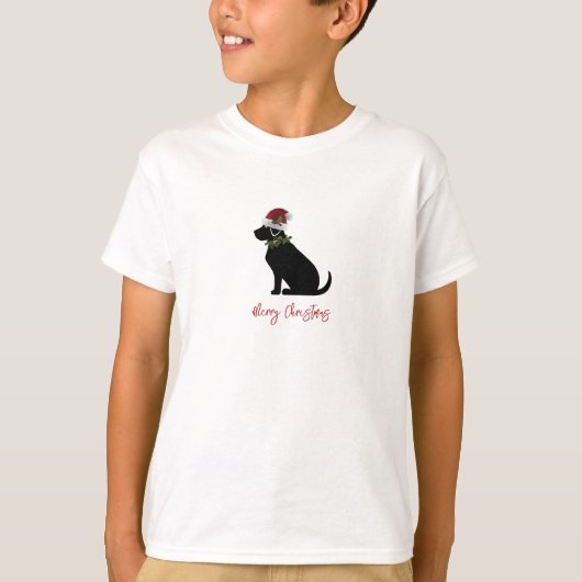 T-shirt Black Lab Joyeux Noël Silhouette Fun Moderne (Devant)