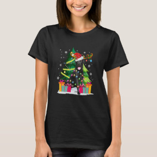 T-shirt Black Lab Labrador Christmas Tree Light Pajama Dog
