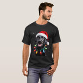 T-shirt Black Lab Labrador Christmas Tree Light Pajama Dog (Devant entier)