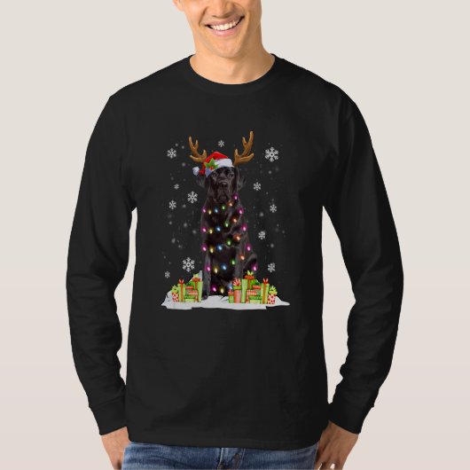 T-shirt Black Lab Labrador Christmas Tree Light Pyjama Chi (Devant)
