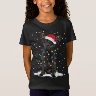 T-Shirt Black Lab Labrador Christmas Tree Light Pyjama Chi