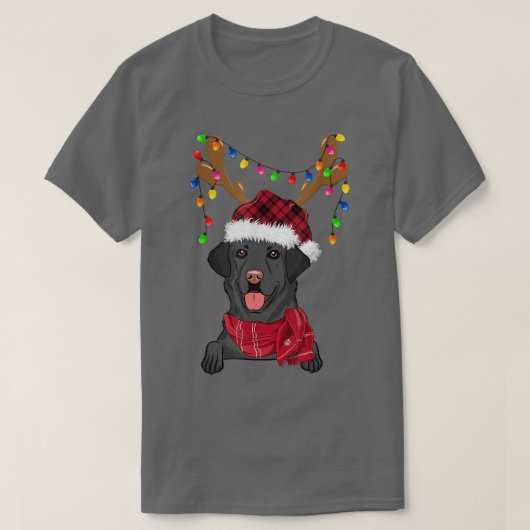 T-shirt Black Lab Labrador Christmas Tree Light Pyjama Chi (Design devant)