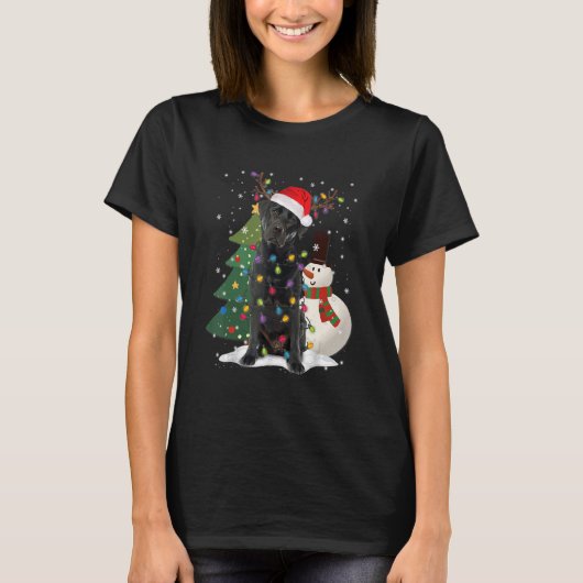 T-shirt Black Lab Labrador Christmas Tree Light Pyjama Chi (Devant)