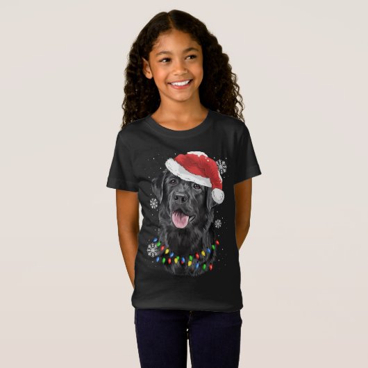 T-Shirt Black Lab Labrador Christmas Tree Light Pyjama Chi (Devant entier)