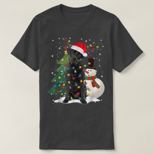 T-shirt Black Lab Labrador Christmas Tree Light Pyjama Chi (Design devant)
