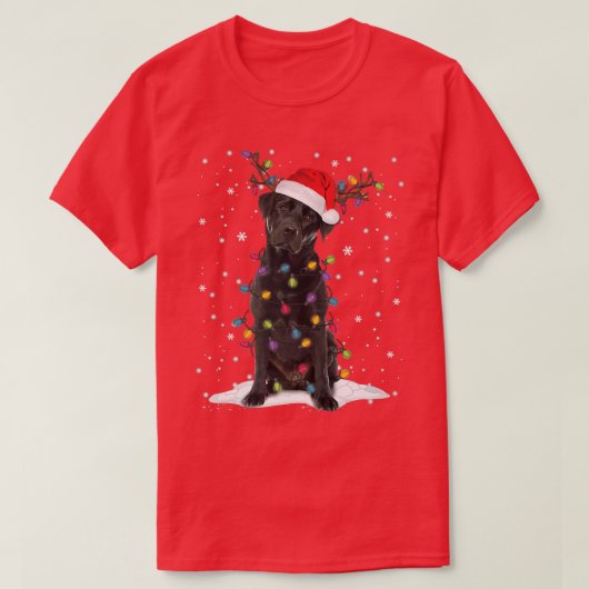 T-shirt Black Lab Labrador Christmas Tree Light Pyjama Chi (Design devant)