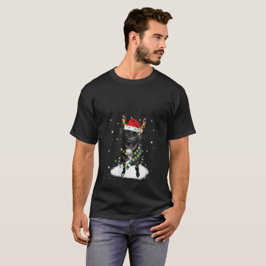 T-shirt Black Lab Labrador Christmas Tree Light Pyjama Chi (Devant entier)