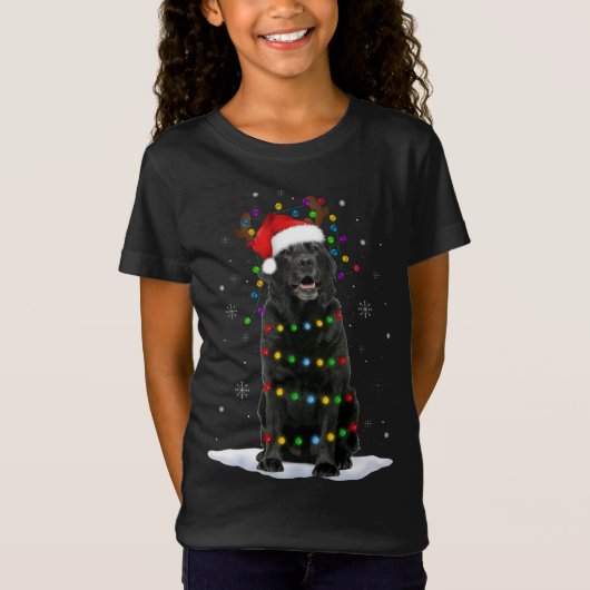 T-Shirt Black Lab Labrador Christmas Tree Light Pyjama Chi (Devant)