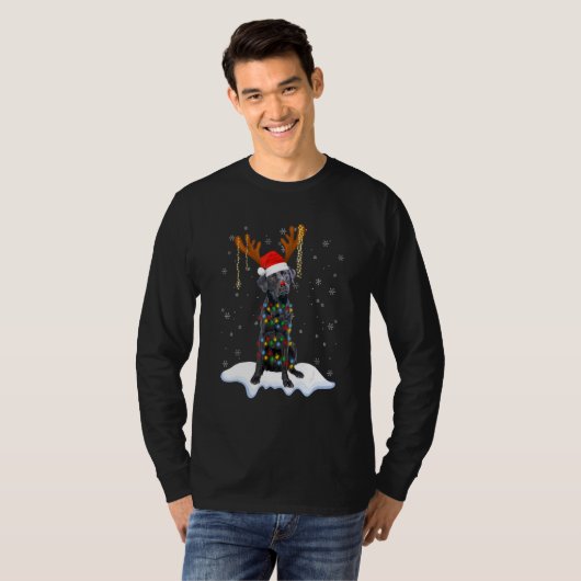 T-shirt Black Lab Labrador Christmas Tree Light Pyjama Chi (Devant entier)