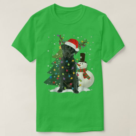 T-shirt Black Lab Labrador Christmas Tree Light Pyjama Chi (Design devant)